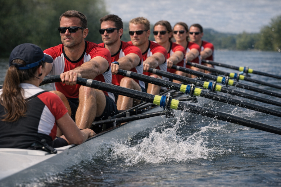 KI-generiertes Bild eines Ruderboots, um Schlagkraft zu symbolisieren